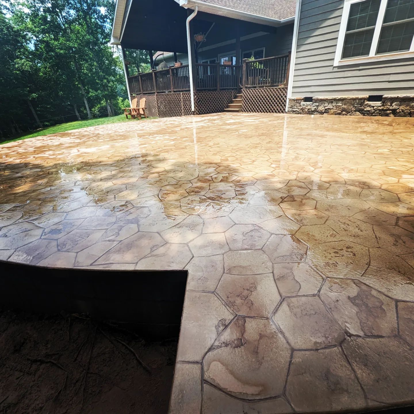 Large stamped concrete patio